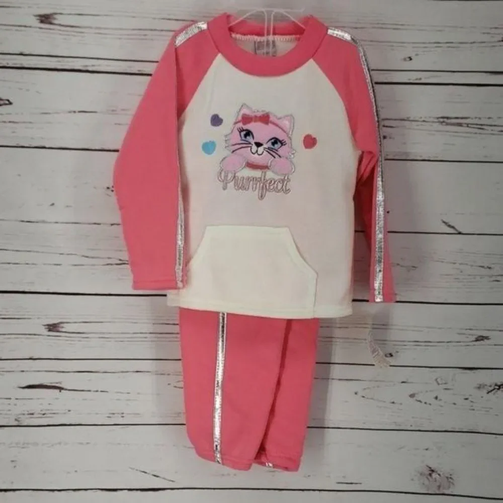 Swiggles Purrfect‎ cat fleece sweatsuit outfit 2pc